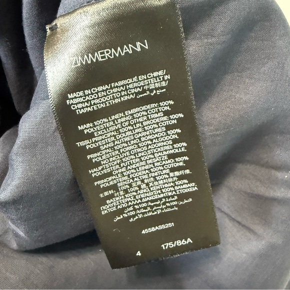 Zimmermann Rhiannon Tuck Paisley Linen Shorts Women 12 US Navy Floral High Waist - Picture 11 of 17